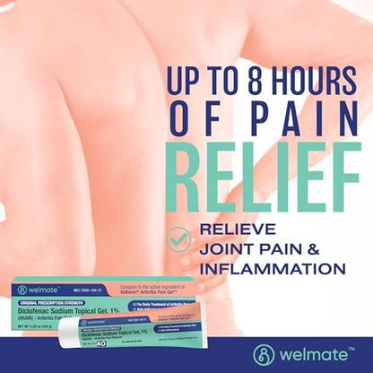 WELMATE arthritis pain reliever packaging showing active ingredient details and application instructions