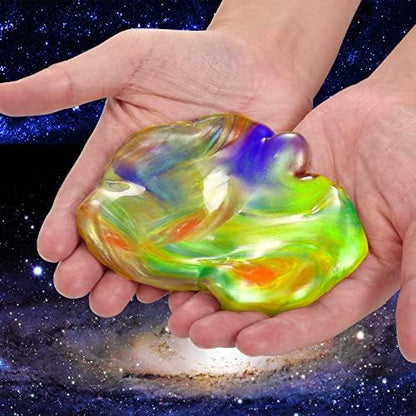 Individual one point one ounce slime jars from the iMelitoy kit packed neatly