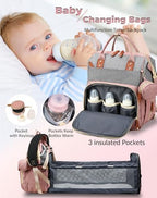 Lamroro diaper bag showing open changing station bassinet layout