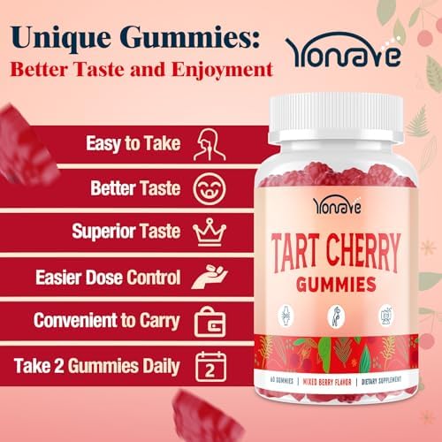 Close up of mixed berry flavored tart cherry gummies