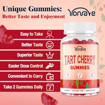 Close up of mixed berry flavored tart cherry gummies