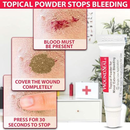 Single use tubes of hydrophilic polymer powder for stopping minor bleeding from cuts and scrapes.