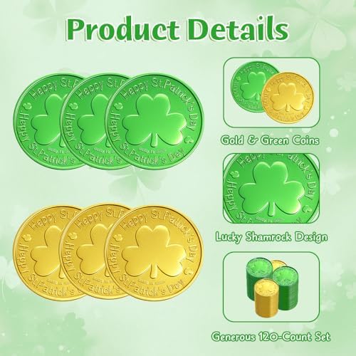 Durable plastic Irish theme party favors measuring 1.38 inches in diameter.