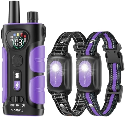 Slopehill dog training collar remote display screen with mode buttons.