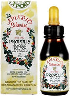 Close-up view of Apiario Silvestre green propolis liquid dropper bottle