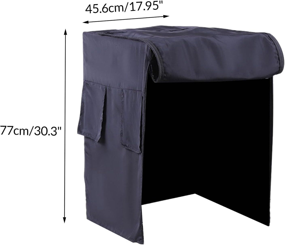 Close up of zipper access on generic bird cage blackout cover