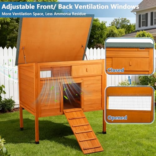 FunXplore Duck Coop Outdoor Weatherproof Wooden Duck House for Outside Small Animal Pet Hutch with Asphalt Roof Elevated Legs Pull-Out Tray Suitable for Other Poultry Chickens & Quails - Image 7
