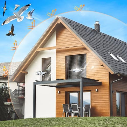 Two pack reflective bird repellent windmill set