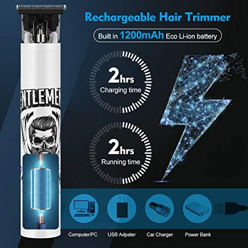 BESTBOMG cordless hair trimmer displaying the titanium ceramic zero gapped T-blade close up