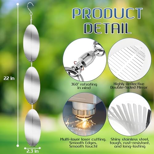 Four piece set of stainless steel bird repellent spinners
