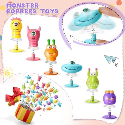 Sixty pieces of jumping bouncy party favors spread out showing bulk quantity for return gifts