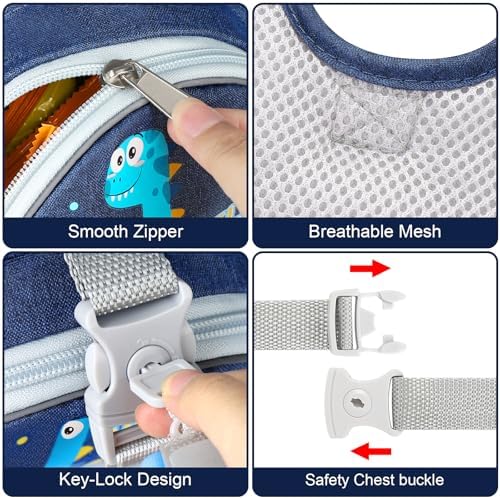 Back view of Accmor toddler dinosaur walking harness