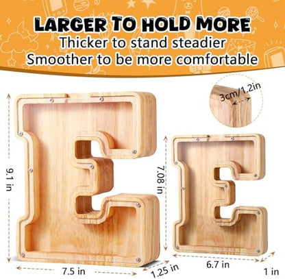 UBeesize wooden personalized money box with clear acrylic front showing coins inside