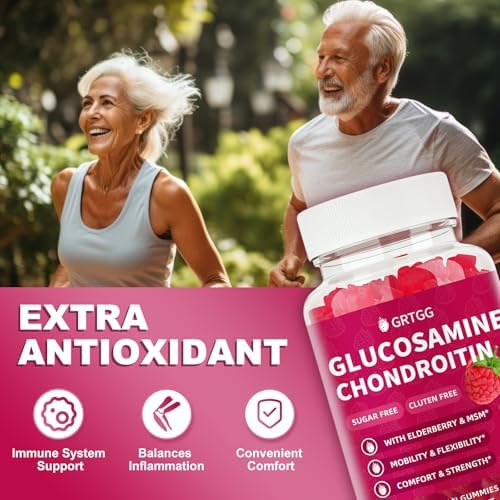 Glucosamine Chondroitin Gummies with MSM & Elderberry Extra Strength 3000MG - Joint Support, Antioxidant Immune Support Supplement for Adults, Men & Women - 90 Raspberry Gummies - Image 7