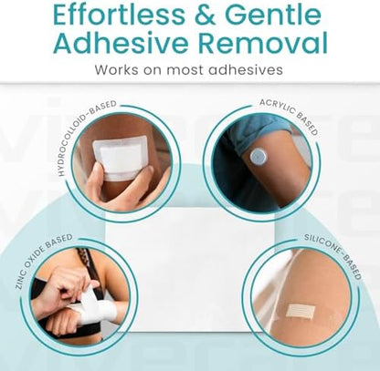 Side view of Vive Care 50 pack adhesive remover wipes packaging