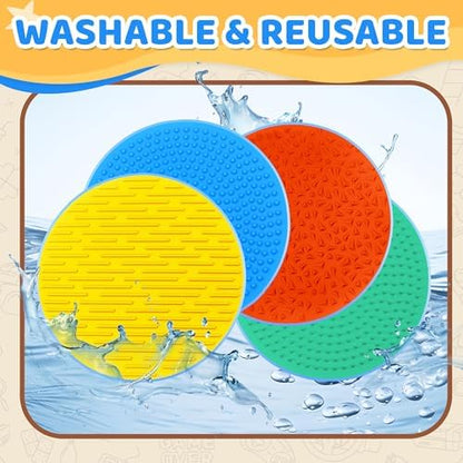 Non slip backing design displayed on the reverse side of durable silicone sensory floor tiles