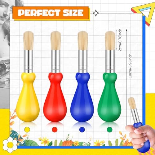 Close up of a toddler hand holding the easy grip handle of a Frienda jumbo art brush