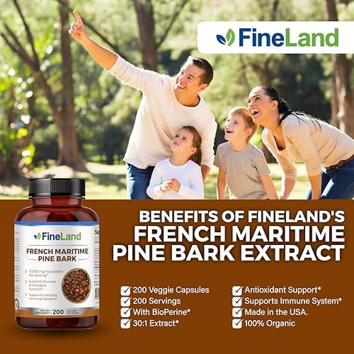 FineLand antioxidant supplement bottle with natural pine bark