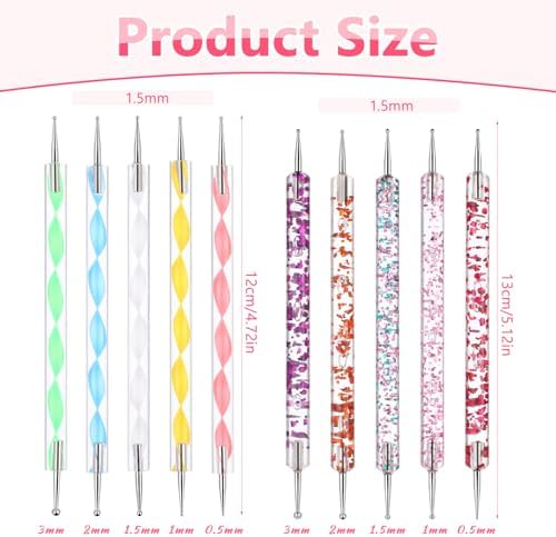 Close up of double ended stainless steel nail dotting tips