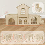 YUEPET Extra Large Wooden Bunny Castle, Ventilated Rabbit Castle Hideaway with Stairs, Detachable Small Animal Hideout & Habitats for Indoor Outdoor Dwarf Rabbits Bunnies to Hide & Play - Image 4