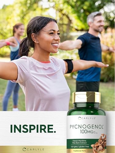 Carlyle Pycnogenol 30 count herbal supplement bottle side view