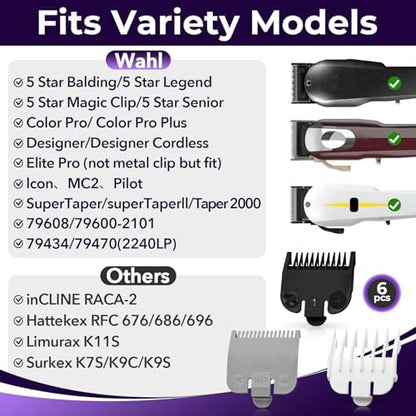 LAVEST hair clipper guard set showing the accurate millimeter indicators engraved on the nylon.