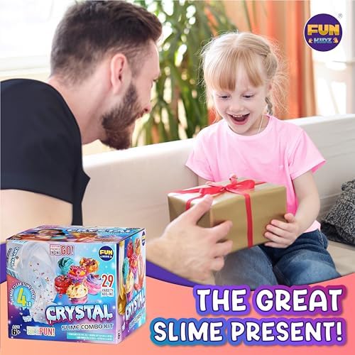 Children customizing various slime textures using the Fun Kidz pre made crystal slime pack