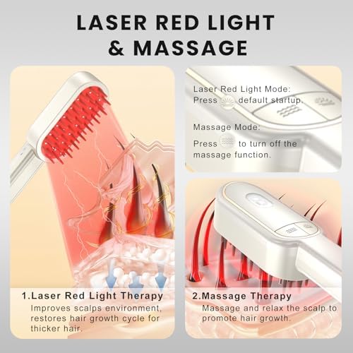Haubat laser therapy comb in use for scalp treatment.