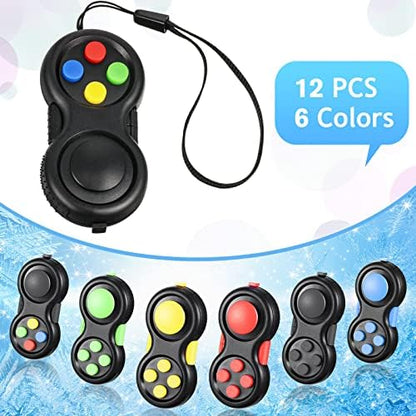 A person holding the colorful Civaner fidget pad toy demonstrating the ergonomic rubberized grip.