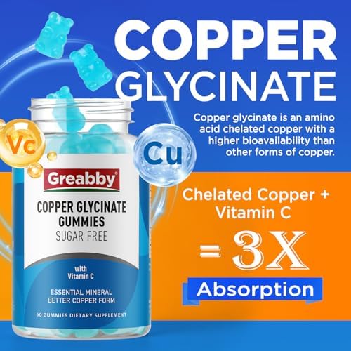 Premium imported USA copper glycinate gummies containing protective vitamin C.