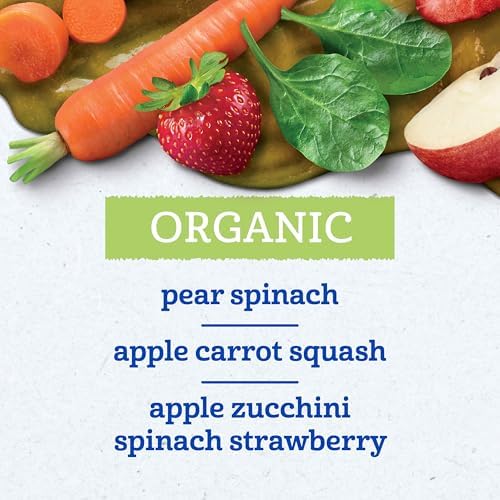 Close up of Gerber organic baby food branding on packaging