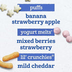 Gerber Strawberry Apple Puffs infant finger food canister illustrating non GMO project verified labeling