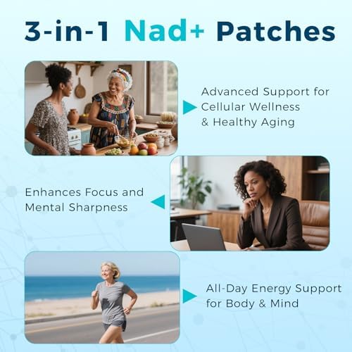 Velzara NAD Plus Patches ingredient highlights and product features graphic