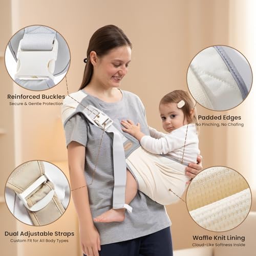 COSDIG infant carrying wrap folded compactly demonstrating its lightweight portable design for travel.