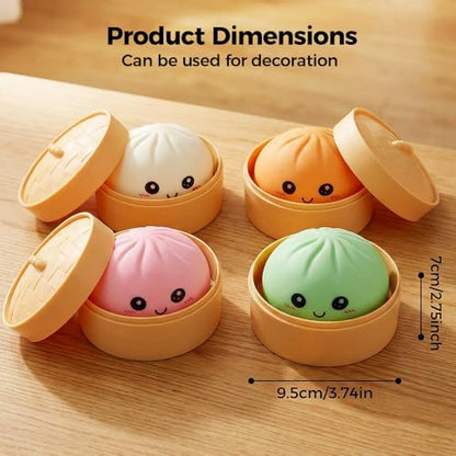 Fiopet purple dumpling squishy being washed under running water for easy maintenance.
