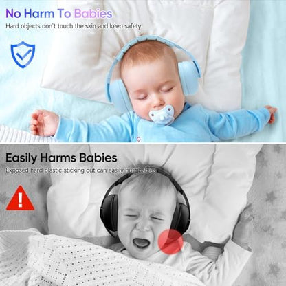 Side profile of Floriogra baby earmuffs showing adjustable headband