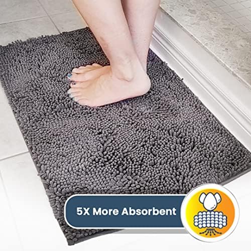 Muddy Mat placed as luxury soft bathroom rug next to shower