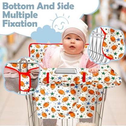 Close up look at the secure safety harness and plush padding on the grocery cart seat cushion.
