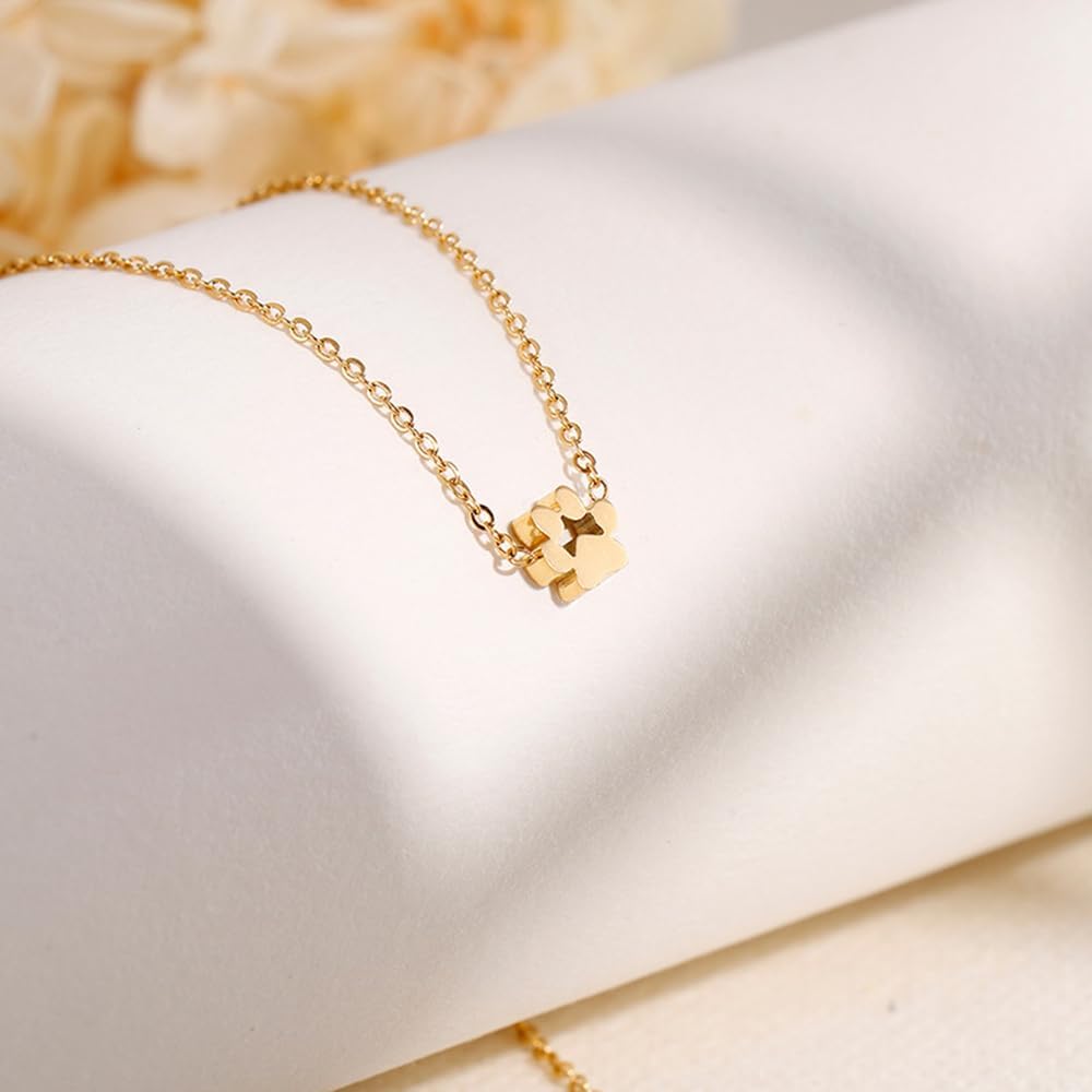 Chic dog kitten pet charm necklace worn as a delicate everyday jewelry piece for women