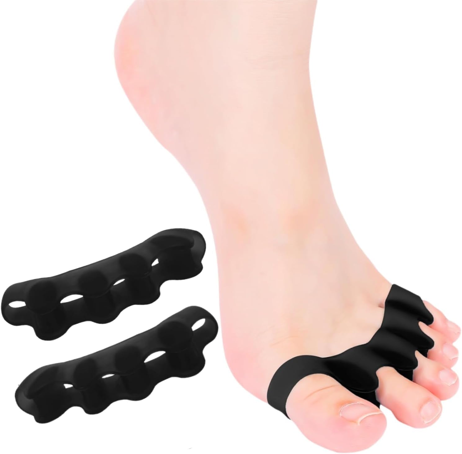 Hloes toe spacers for bunion relief front view