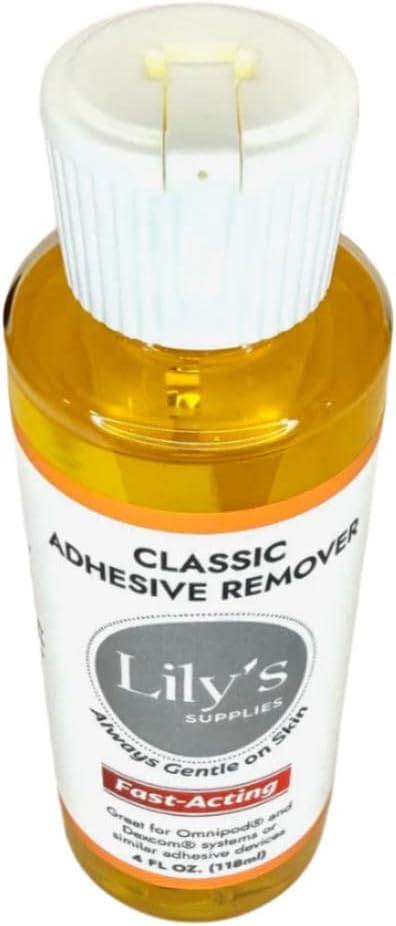 Lanolin based adhesive residue remover for sensitive skin and diabetic device care