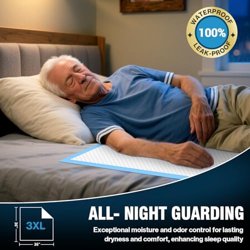 Demonstration of AAY incontinence pads on a bed