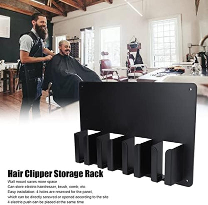 Agatige wall mounted hair trimmer cutter stand showing the pre-drilled screw holes and heat resistant black plastic finish