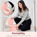 Toddler travel potty with spill-resistant silicone insert