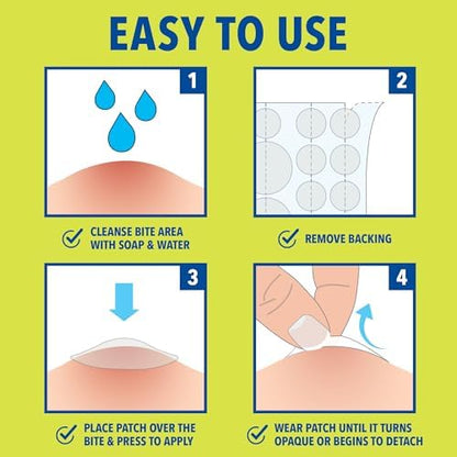 Dermatologist tested non medicated mosquito bite protection patch sheet being peeled for application.