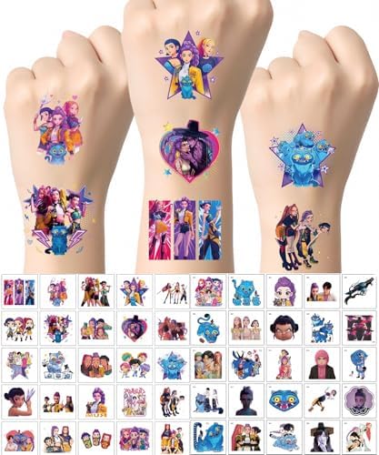 Assortment of vibrant Kpop temporary tattoos for kids