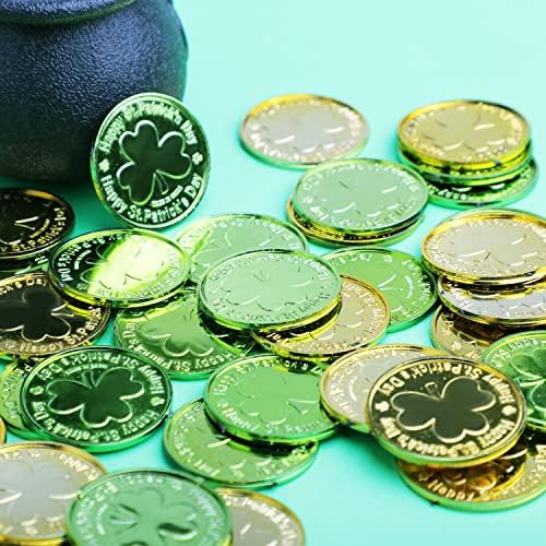 DIYASY plastic holiday coins spread out as festive table scatter decoration.