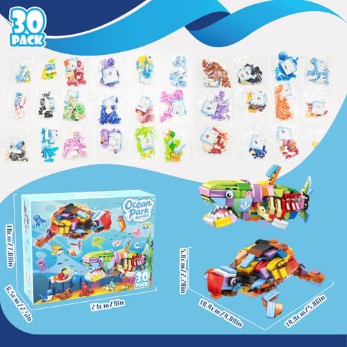 Assembled mini marine animals showing non-toxic ABS plastic construction details