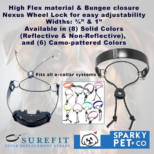 Adjustable bungee design of Sparky Pet Co dog collar for training