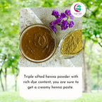 Yogi's Gift pure henna paste preparation illustration for deep conditioning and grey coverage.